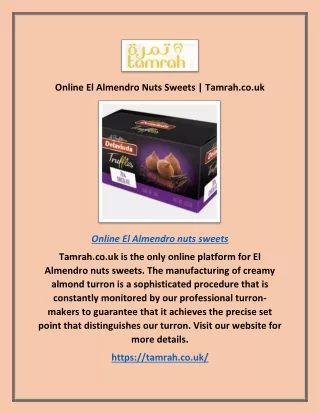 Online El Almendro Nuts Sweets | Tamrah.co.uk