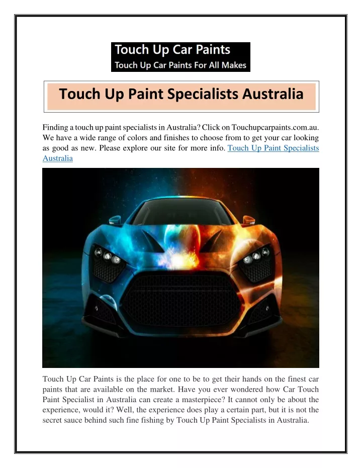 touch up paint specialists australia