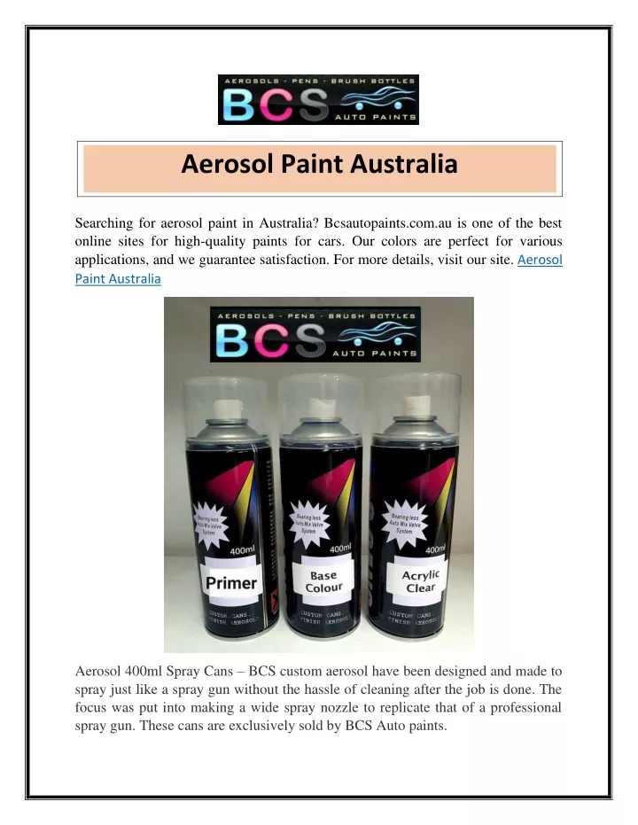 aerosol paint australia