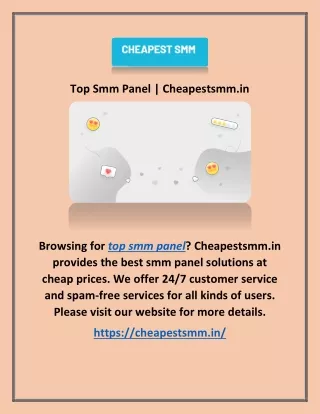 Top Smm Panel | Cheapestsmm.in