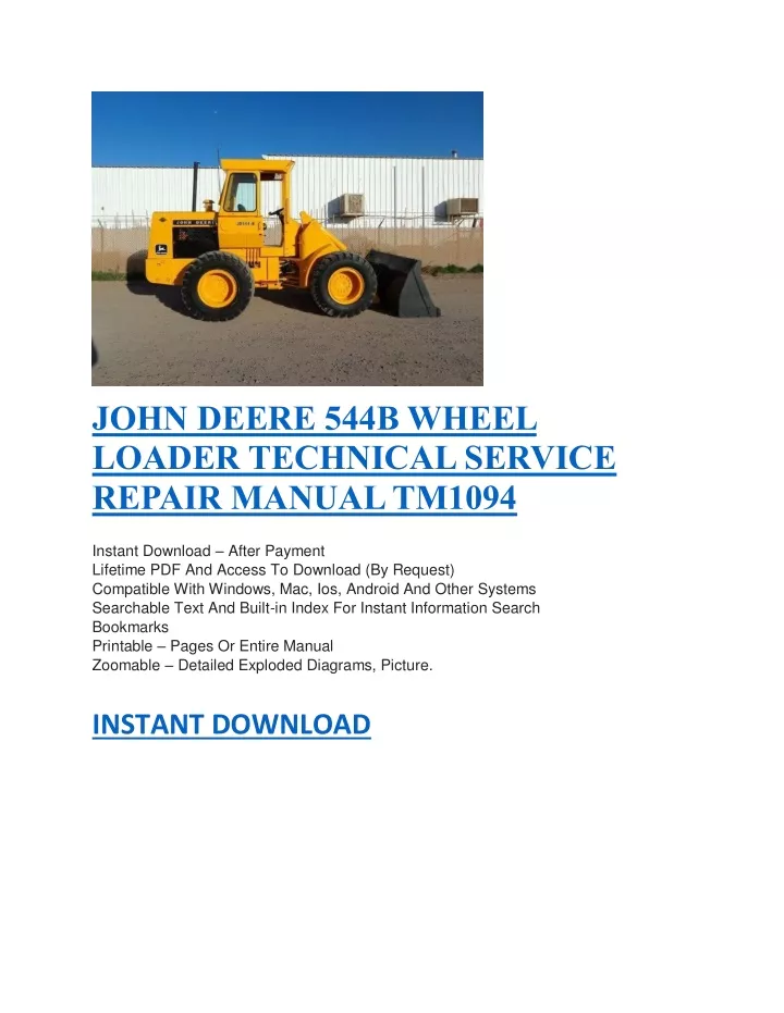 john deere 544b wheel loader technical service