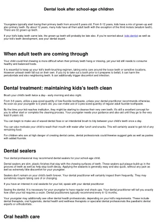 Dental care for school-age children