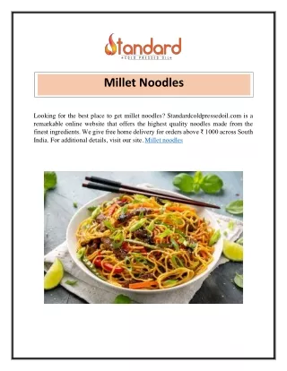 Millet Noodles  Standardcoldpressedoil