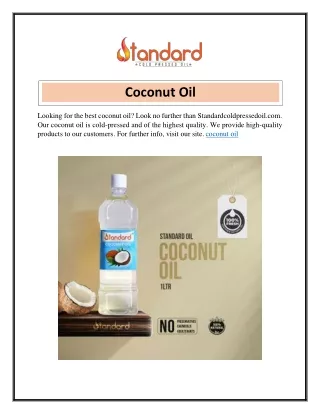 Coconut Oil  Standardcoldpressedoil