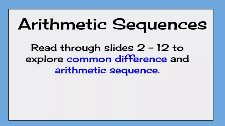 arithmetic sequences