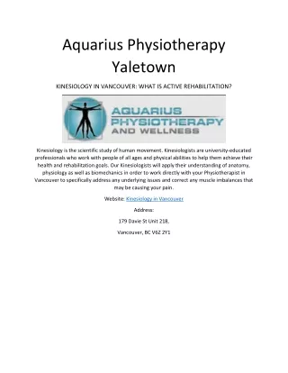 aquarius physiotherapy yaletown