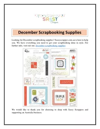 December Scrapbooking Supplies  Sassyscrapper