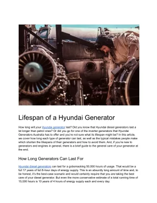 Lifespan of a Hyundai Generator