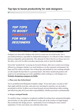 top tips to boost productivity for web designers