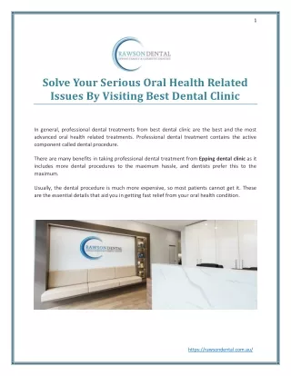 Solve Your Serious Oral Health Related Issues By Visiting Best Dental Clinic