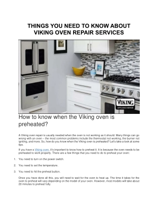 THINGS YOU NEED TO KNOW ABOUT VIKING OVEN REPAIR SERVICES