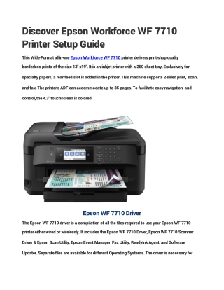 discover epson workforce wf 7710 printer setup guide