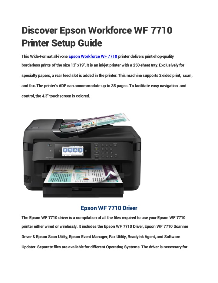 discover epson workforce wf 7710 printer setup guide
