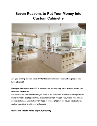 Seven Reasons to Put Your Money Into Custom Cabinetry