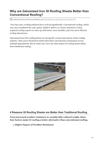 roofingsheetsmanufacturers.blogspot.com-Why are Galvanized Iron GI Roofing Sheets Better than Conventional Roofing