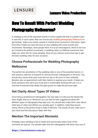 How To Result With Perfect Wedding Photography Melbourne
