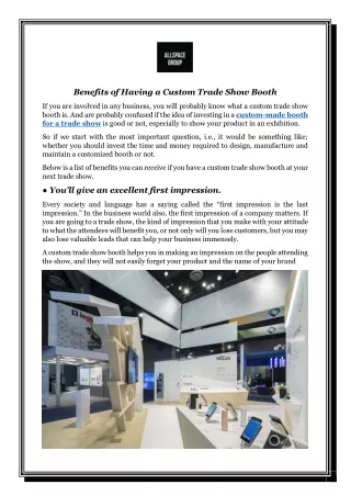 Benefits of Having a Custom Trade Show Booth