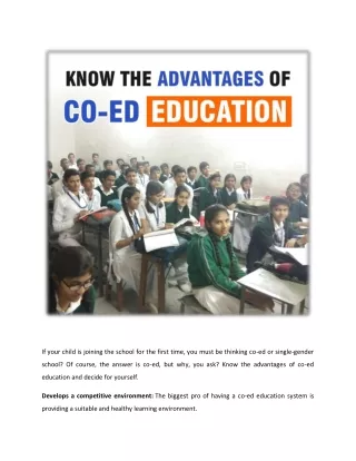 know the advantages of co-ed education