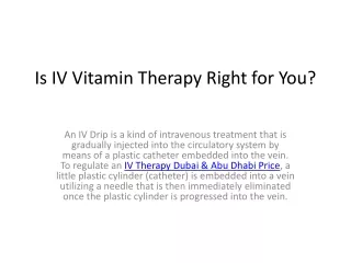 Aa Is IV Vitamin Therapy Right for You