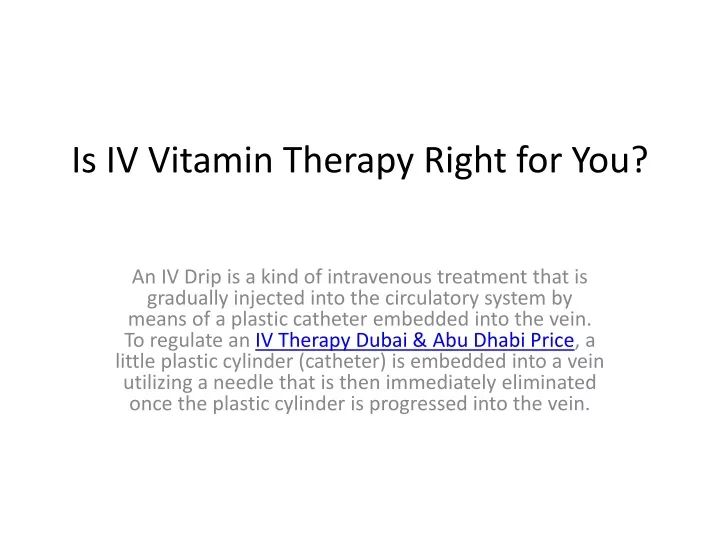 is iv vitamin therapy right for you