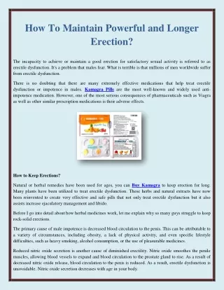 how to maintain powerful and longer erection