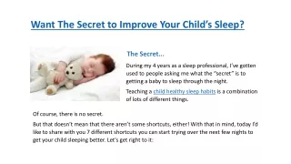 want the secret to improve your child s sleep