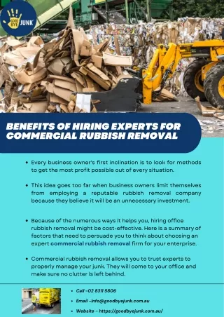 Benefits of hiring experts for commercial rubbish removal