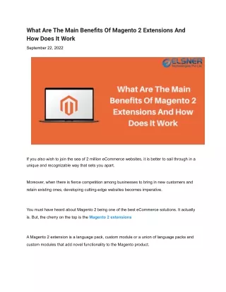 What Are The Main Benefits Of Magento 2 Extensions And How Does It Work