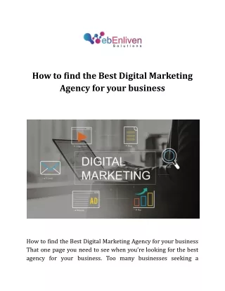 How to find the Best Digital Marketing Agency for your Business