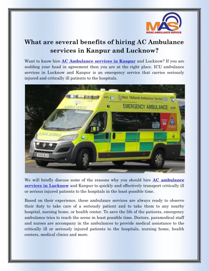 what are several benefits of hiring ac ambulance