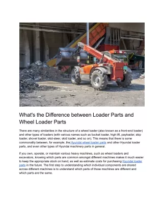 What's the Difference between Loader Parts and Wheel Loader Parts