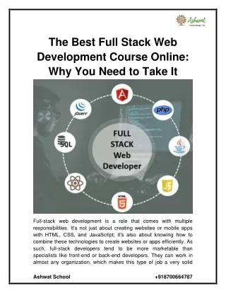 The Best Full Stack Web Development Course Online Why You Need to Take It