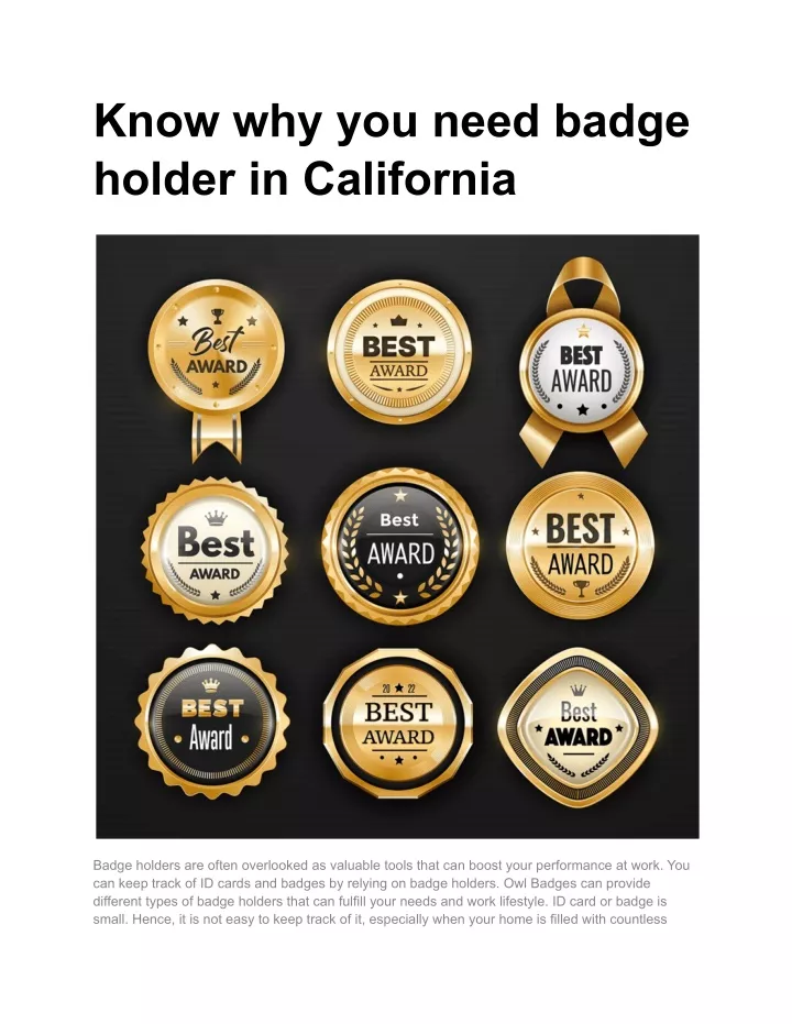 know why you need badge holder in california