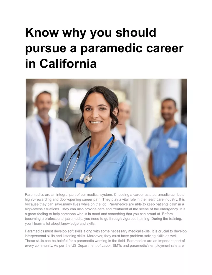 know why you should pursue a paramedic career