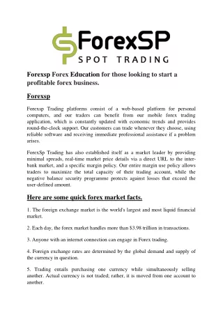 Forex Trading Education and Training - Forexsp.com