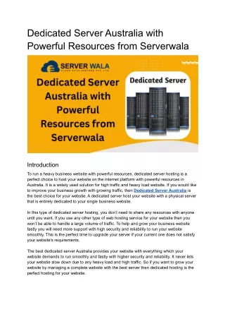 dedicated server australia with powerful