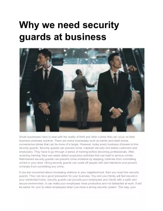why we need security guards at business