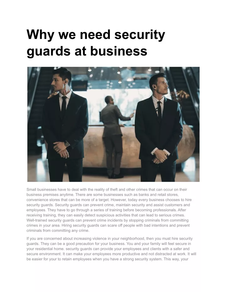 why we need security guards at business