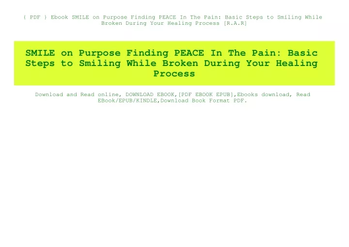 pdf ebook smile on purpose finding peace