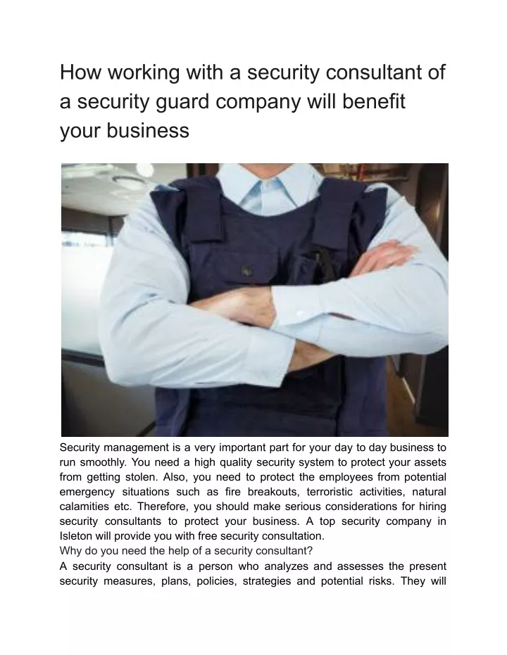how working with a security consultant