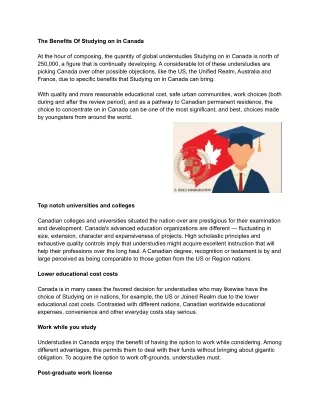 The Benefits Of Studying on In Canada