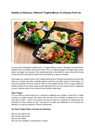 Different Tingkat Menus To Choose From Us