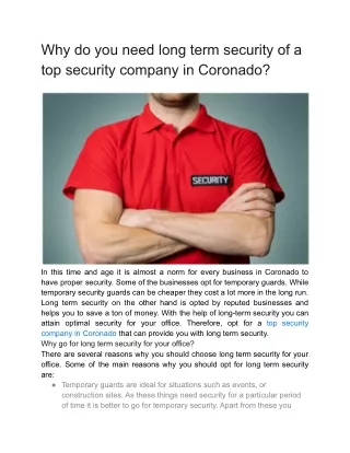 why do you need long term security