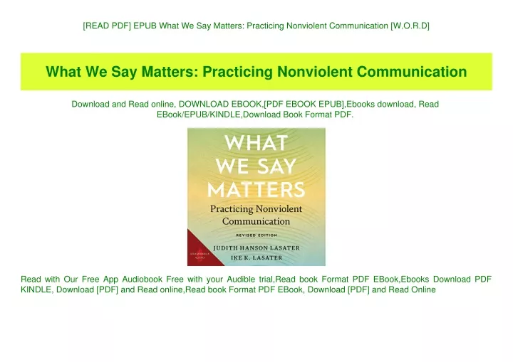 read pdf epub what we say matters practicing
