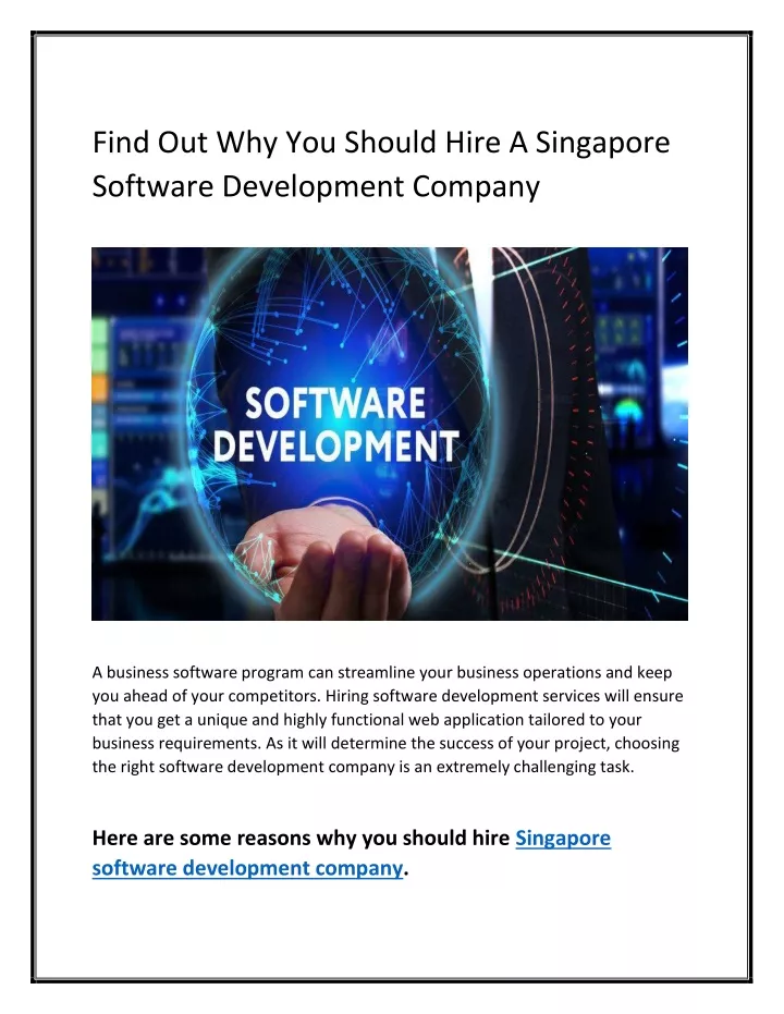 find out why you should hire a singapore software