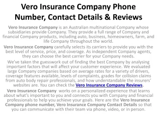 Vero Insurance Company Reviews Phone Number, Contact Details
