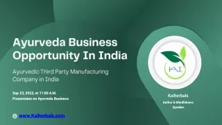 Ayurveda Business Opportunity In India