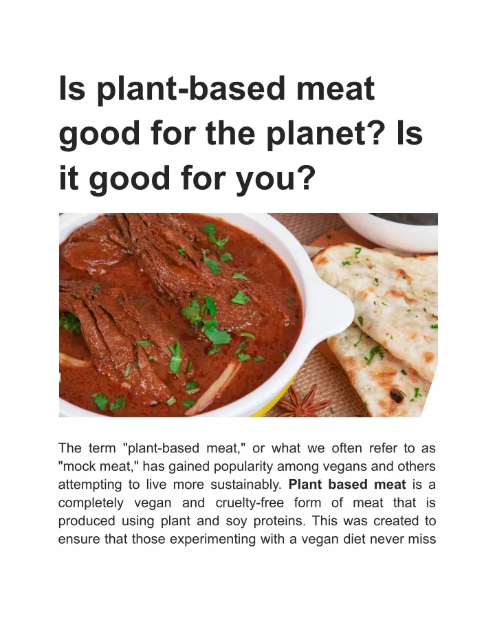 is plant based meat good for the planet