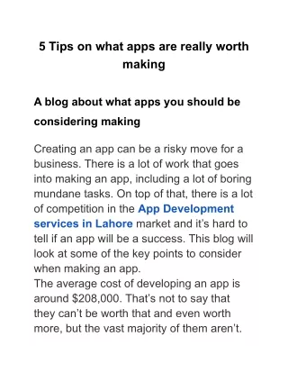 5 tips on what apps are really worth making