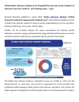global robo advisory market to be propelled